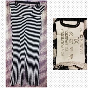 Unknown brand Black & White Soft Knit Ribbed Palazzo Pants Sz XL